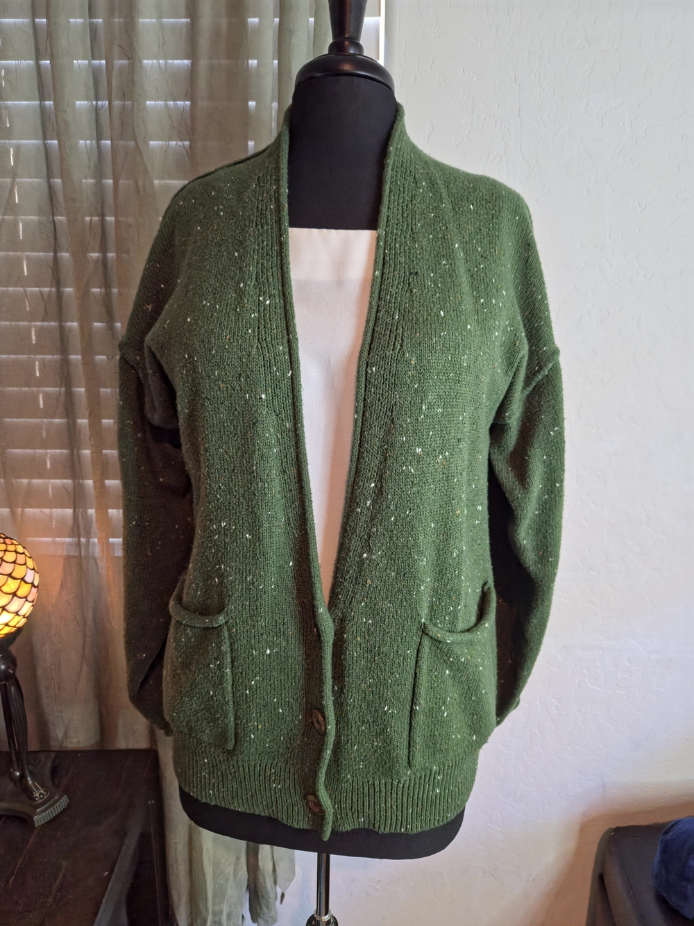 Universal Thread Women's Green Speckled V-Neck Cardigan Sweater #0339